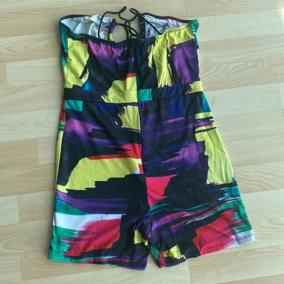 COLOUR BLOCK TIE FRONT ROMPER - Picture 3 of 3